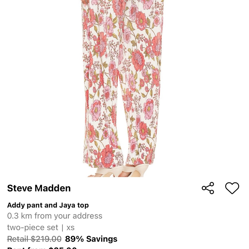 Steve Madden Red Floral Two-Piece Set - addy top and jaya pant - Picture 4 of 6